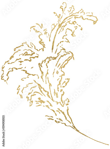Wallpaper Mural Hand drawn pampas grass, golden outlines tropical wedding element, Bohemian isolated illustration Torontodigital.ca