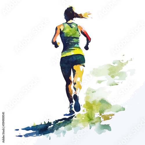 A watercolor vector of endurance training, isolated on a white background. Endurance training vector.
