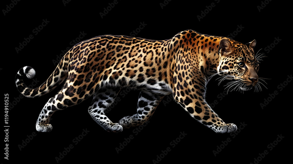 Realistic Illustration - Leopard Prowling in the Dark