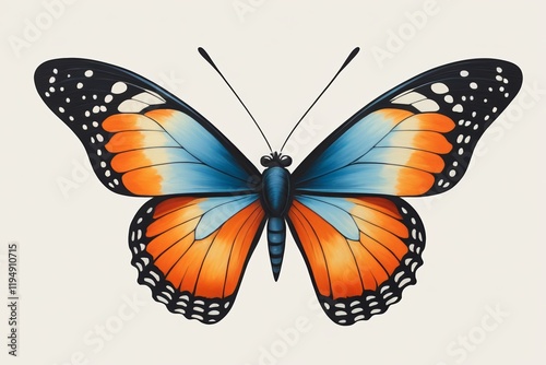 there is a butterfly that is painted on a white background