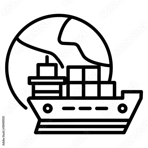 Worldwide Shipping Boat Icon