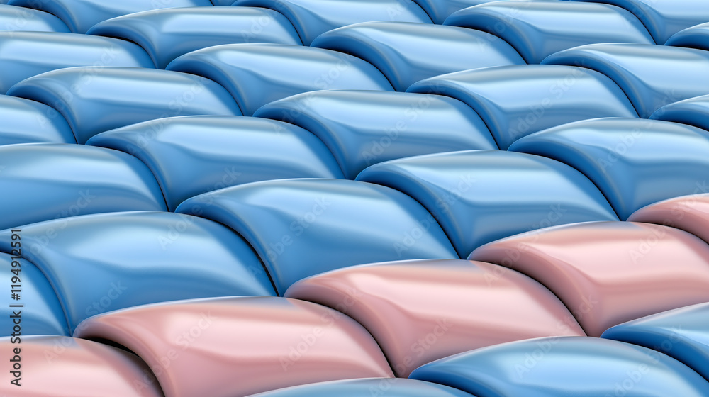 Fototapeta premium Wavy 3D pattern of blue and pink pillowed shapes