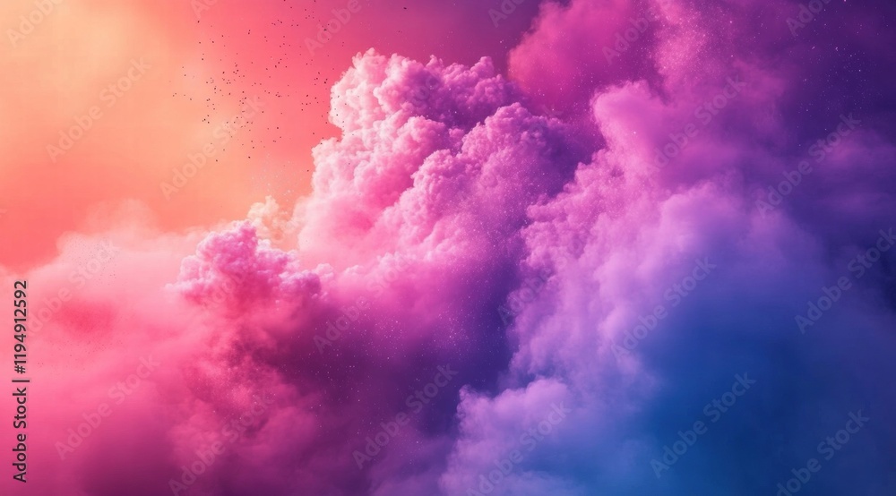 Fototapeta premium A dynamic, colorful background of pink and purple clouds with an explosion effect