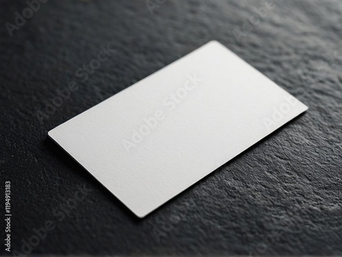 Minimalist blank business card on textured dark stone surface, ideal for branding mockups photo