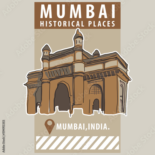 Vector city elements of historical place in Mumbai