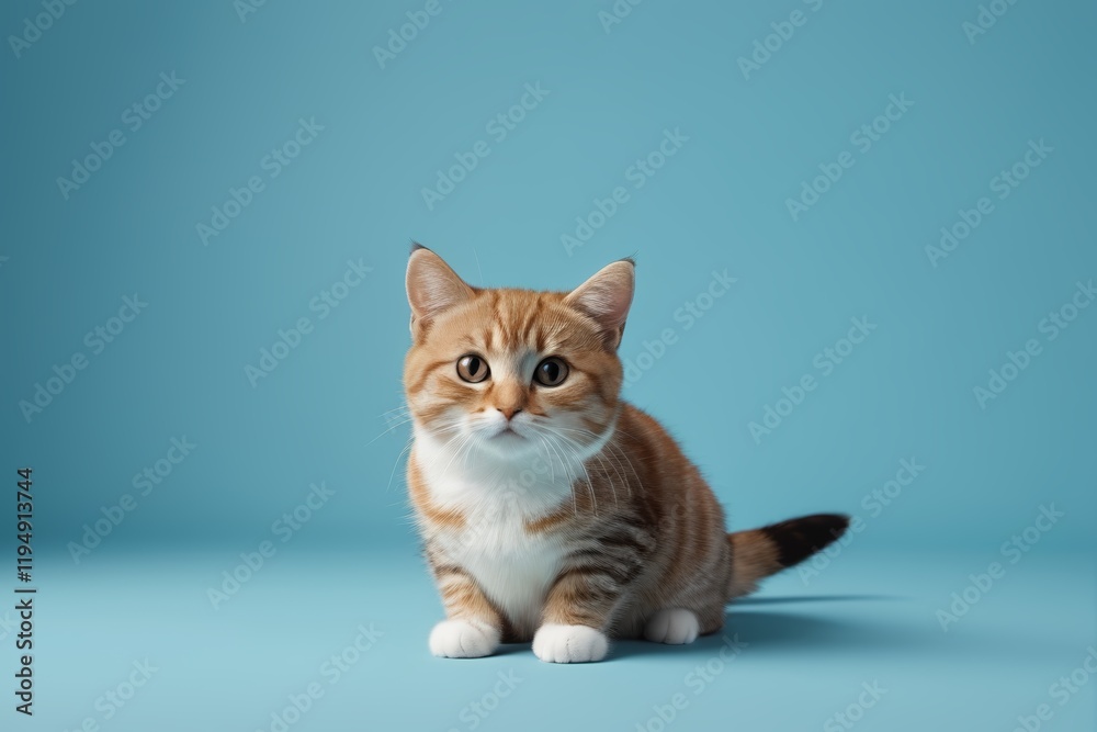 there is a cat sitting on a blue surface looking at the camera there is a cat sitting on a blue surface looking at the camera