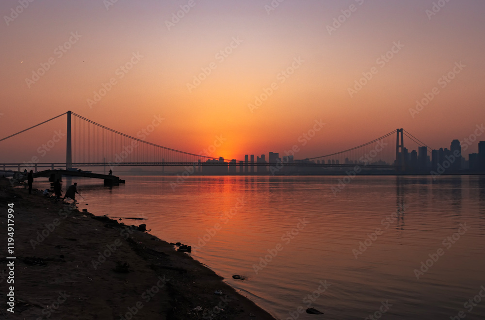 Sunset over Wuhan Yangtze River Sunset over Wuhan Yangtze River