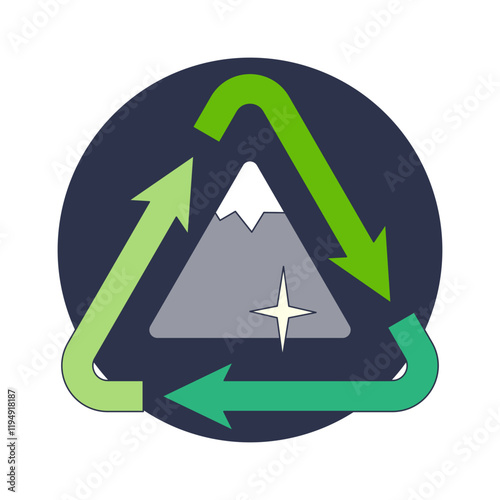Free Download Recycle arrows encircle a mountain, symbolizing sustainable practices. - GFXLoad