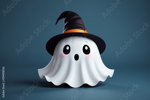 a close up of a ghost wearing a witch hat
