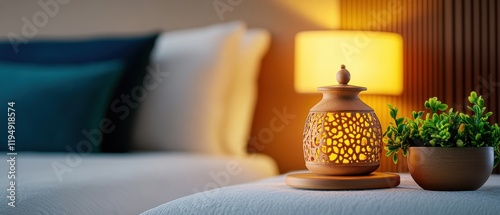 [Cozy bedroom with soft lighting and candle] Cozy Bedroom Retreat with Soft Lighting and Warm Ambiance