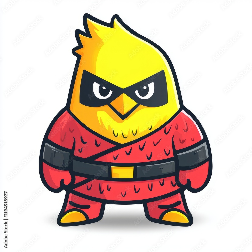 Obraz premium A Cute Yellow Chick Superhero in Red Attire