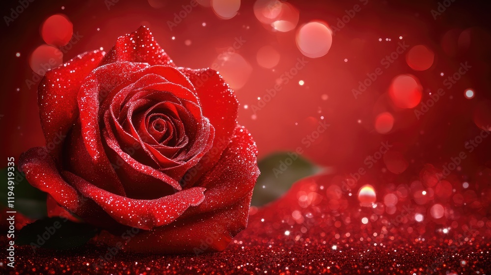 Naklejka premium A rich red background with shimmering sparkles and glitter effects, creating an elegant and celebratory mood.