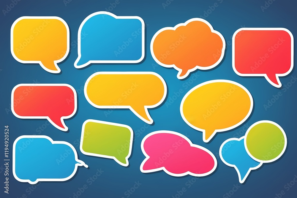 a set of colorful speech bubbles on a blue background a set of colorful speech bubbles on a blue background