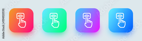 Tap line icon in square gradient colors. Technology signs vector illustration.