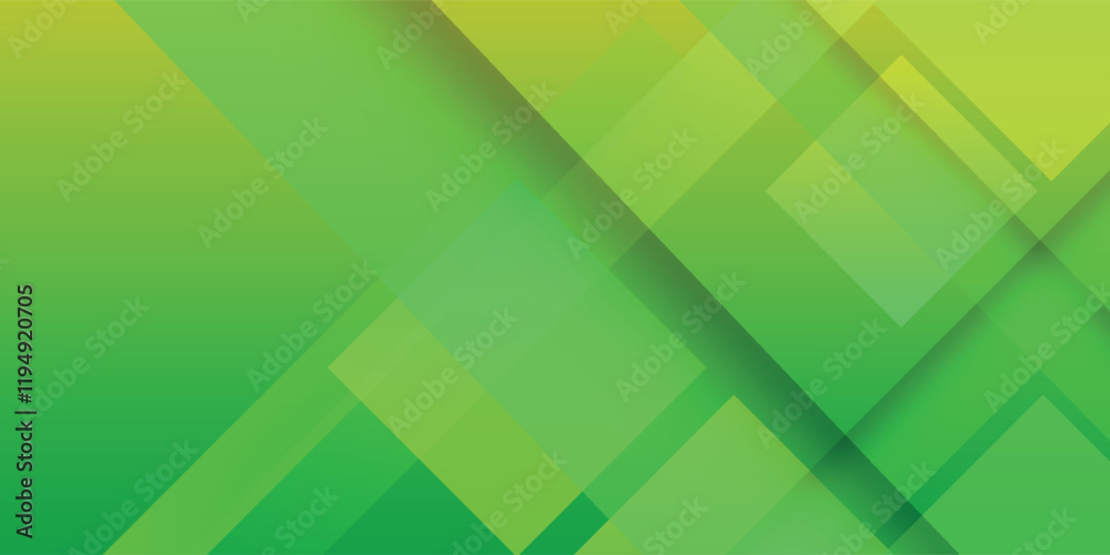 abstract green geometric banner background with diagonal stripes and shadow. vector illustration