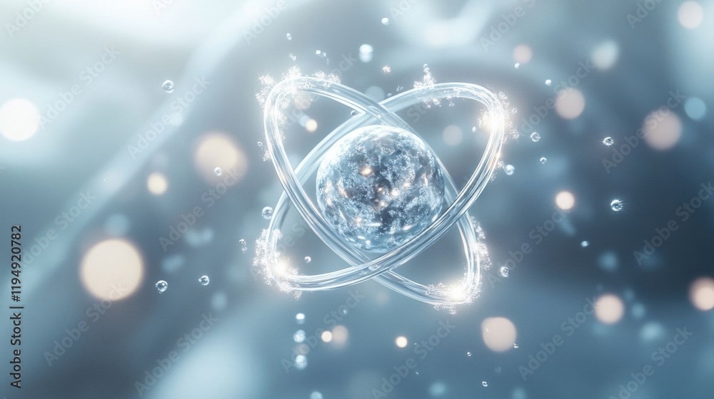 Obraz premium Abstract atom concept with glowing design.