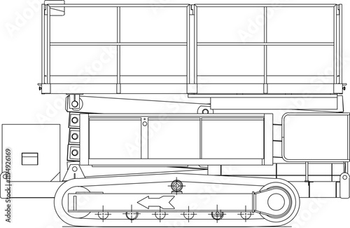 vector illustration sketch design of japanese construction machinery vehicle