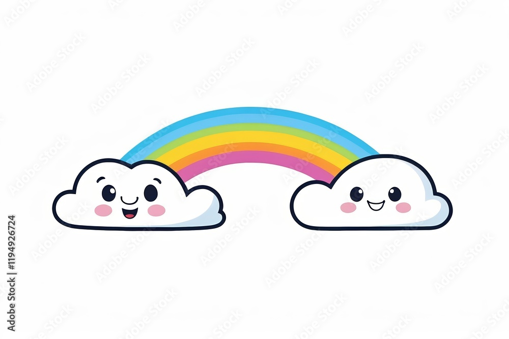 Fototapeta premium there are two clouds with a rainbow in the background