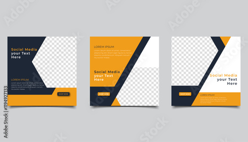 Set of Editable minimal square banner template. suitable for social media post and web internet ads. Vector illustration with photo design