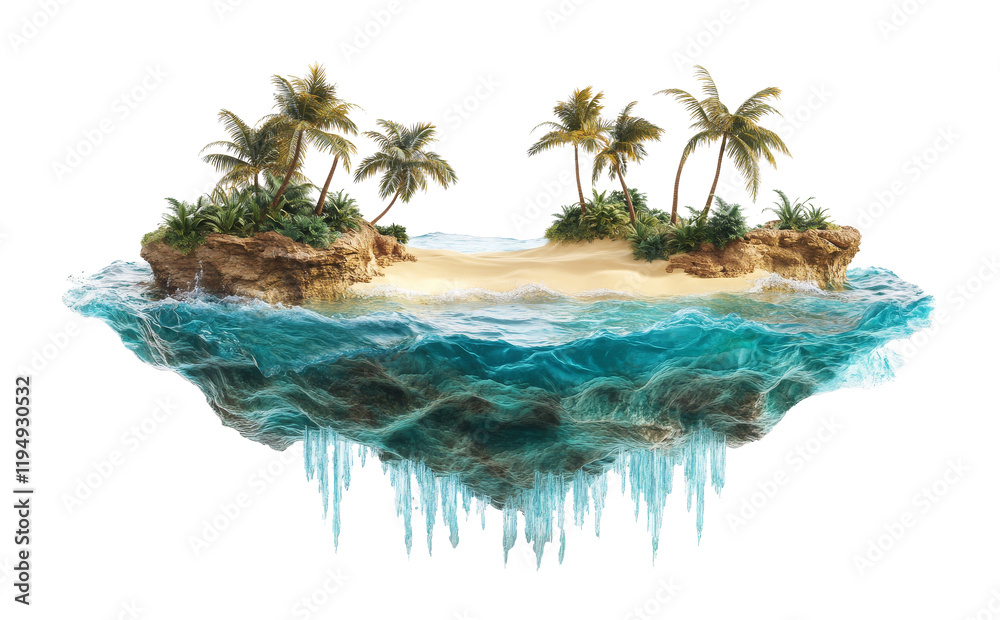 Obraz premium Floating Tropical Island with Palm Trees