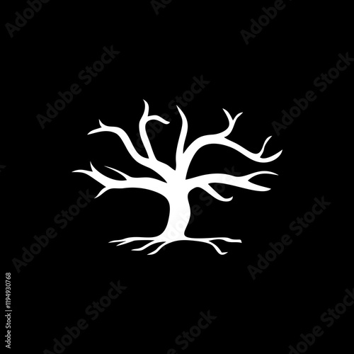 logo of tree without leaves, autumn.