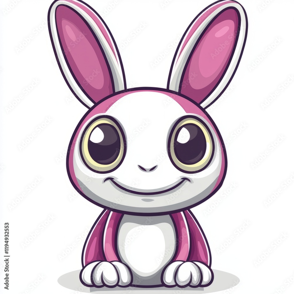 Fototapeta premium Adorable Pink Eared Bunny Sitting Happily