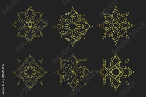 Set of Islamic ornament pattern. Arabic luxury floral illustration for invitations and greeting cards. 