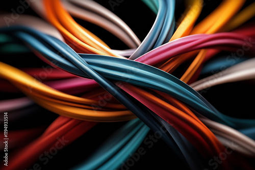 abstract multicolored cables and wires background