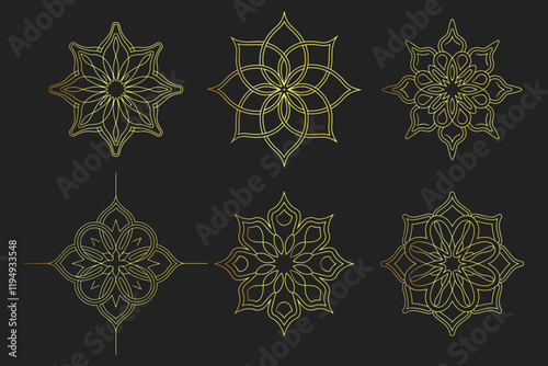 Set of Islamic ornament pattern. Arabic luxury floral illustration for invitations and greeting cards. 
