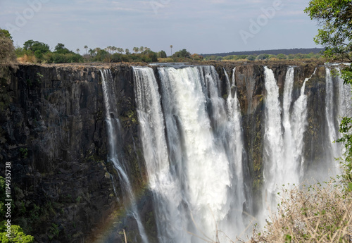 Victoria Falls, waterfall on the Zambezi River between Zambia and Zimbabwe. Africa