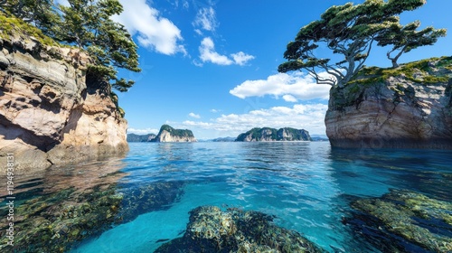 Island Seascape with Clear Blue Water