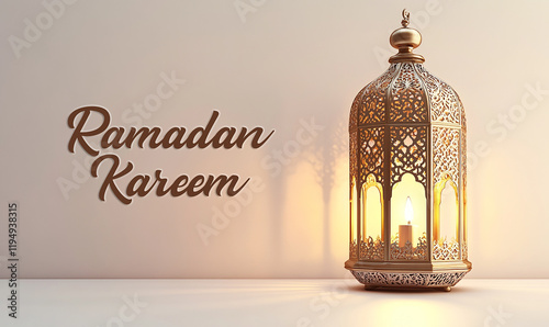 Ramadan Kareem greeting, with beautiful lantern on the background