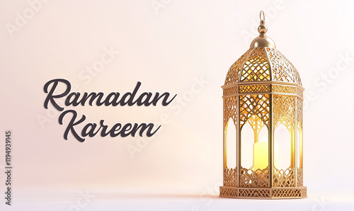 Ramadan Kareem greeting, with beautiful lantern on the background