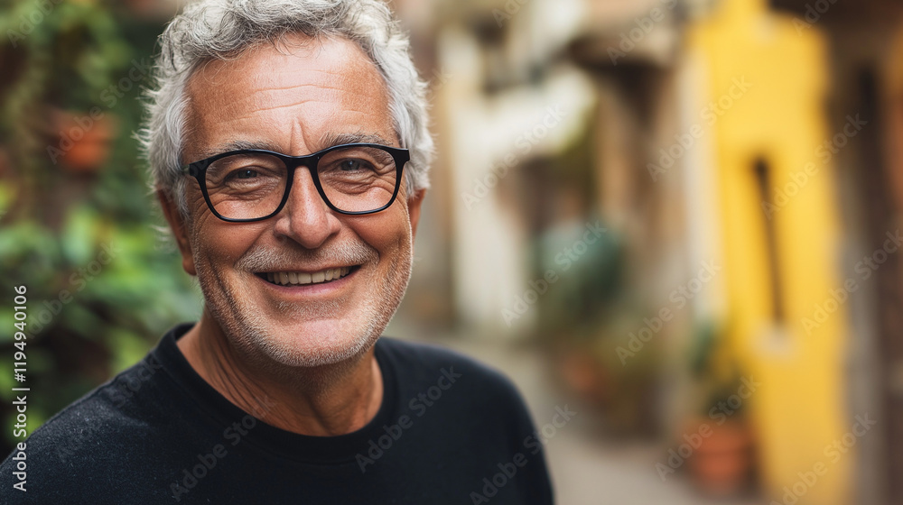 Senior man with glasses smiling in casual environment. Represents active retirement and joyful aging. Senior man with glasses smiling in casual environment. Represents active retirement and joyful aging.