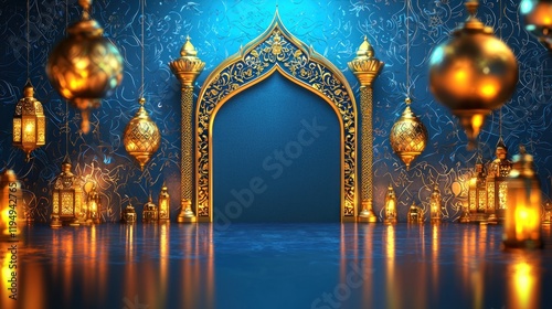 Wallpaper Mural Majestic Ramadan: Golden Lanterns and Archway Torontodigital.ca