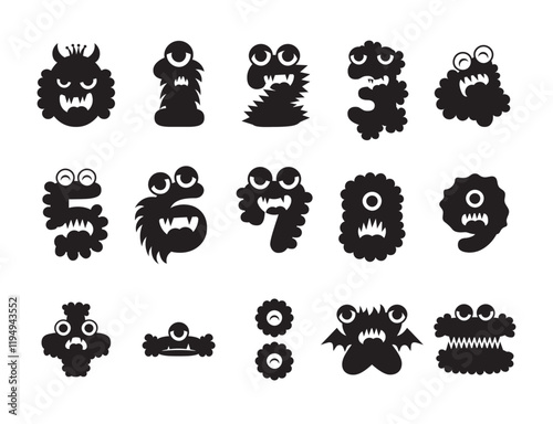 Numerical Cute Monsters Black