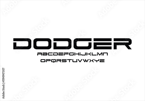 Dodger font for logo and headline. Isolated vector typeset