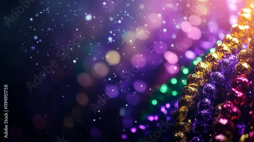 Glittering colorful beads with a vibrant bokeh background