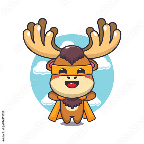 Super moose cartoon vector illustration.