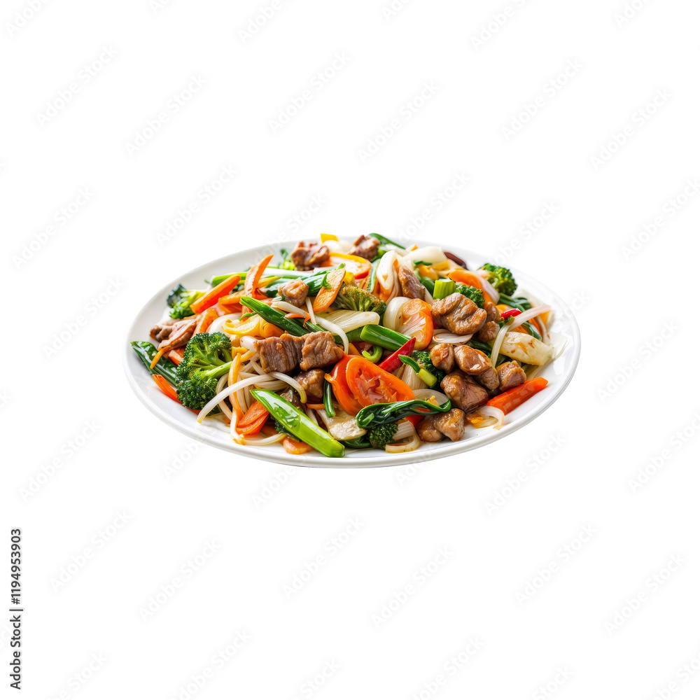 Delicious Beef and Vegetable Stir-Fry: A vibrant and healthy stir-fry featuring tender beef strips, crisp-tender vegetables, and a savory sauce, served on a simple white plate. Delicious Beef and Vegetable Stir-Fry: A vibrant and healthy stir-fry featuring tender beef strips, crisp-tender vegetables, and a savory sauce, served on a simple white plate.