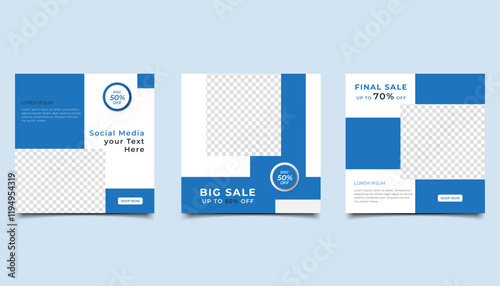 Set of Editable minimal square banner template. social media post sale template design
