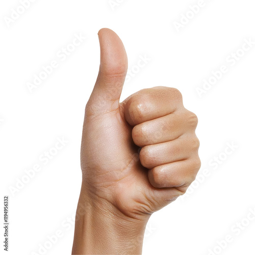 Hitchhiker's thumb signal roadside digital image isolated close-up transparent background