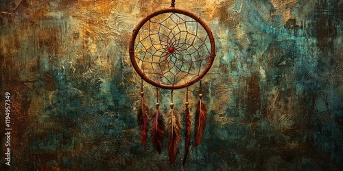 A dreamcatcher surrounded by surreal textures.