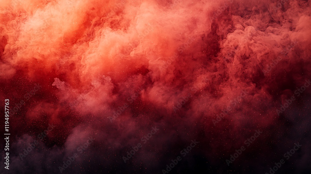 Fototapeta premium Dynamic red and black smoke clouds abstract background graphic design digital art vibrant color palette