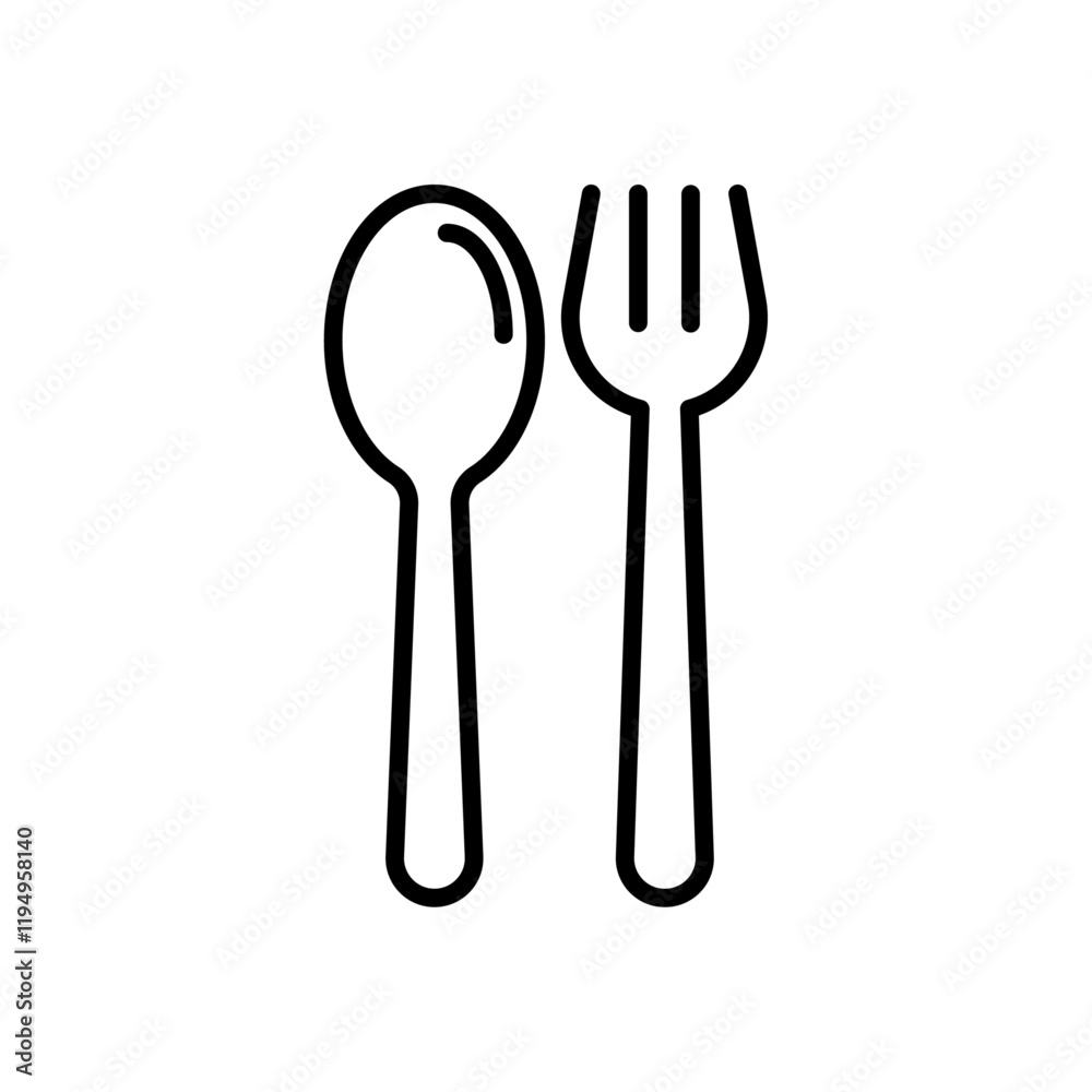 Spoon and fork icon Flat illustration sign Spoon and fork icon Flat illustration sign