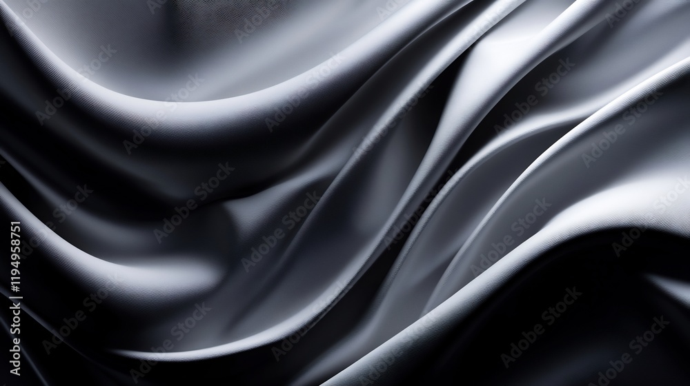 Fototapeta premium Elegant Draped Silver Fabric: A Study in Texture and Light