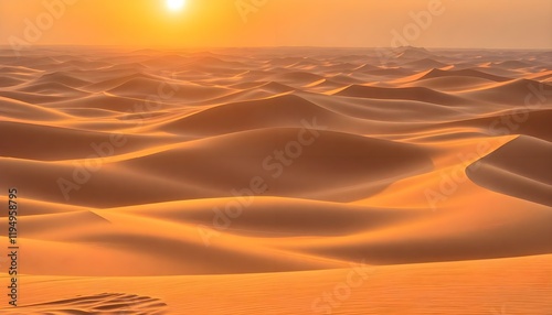 Fototapeta Naklejka Na Ścianę i Meble -  the sun is setting over the desert sand dunes