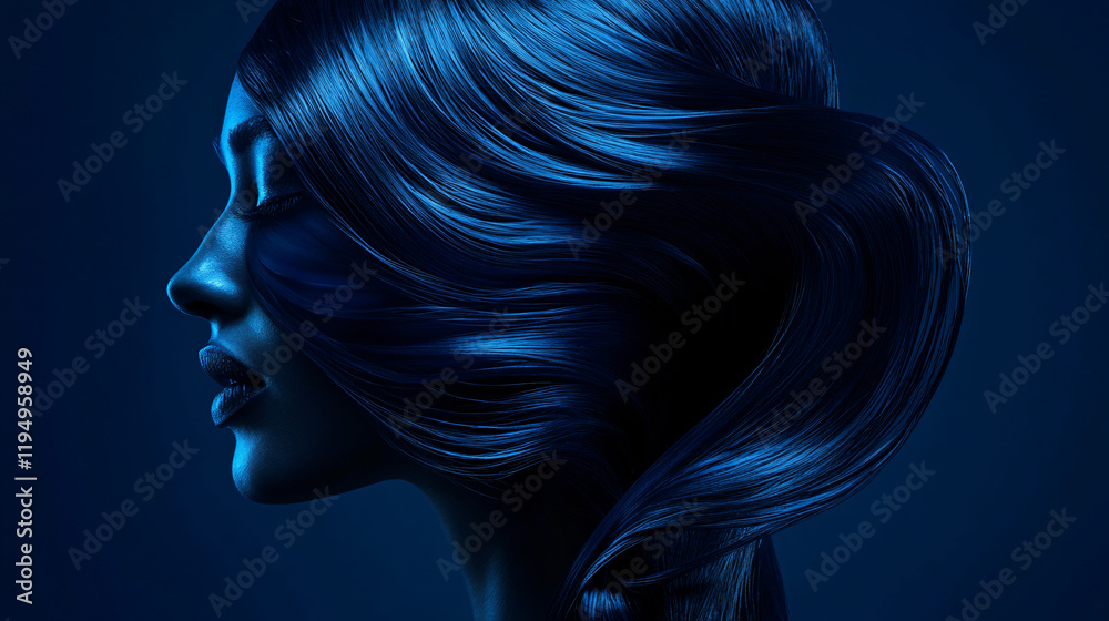Fototapeta premium A dynamic midnight blue design featuring abstract shapes, glowing streaks, and smooth transitions, perfect for creating vibrant visual content and futuristic branding materials.