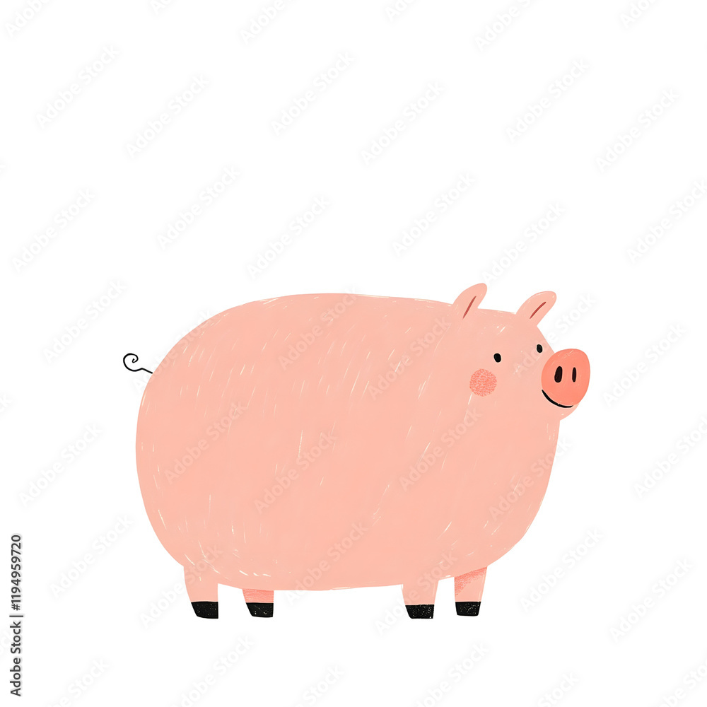 Whimsical Pink Pig with Rounded Body and Playful Minimalist Design
Whimsical Pink Pig with Rounded Body and Playful Minimalist Design
