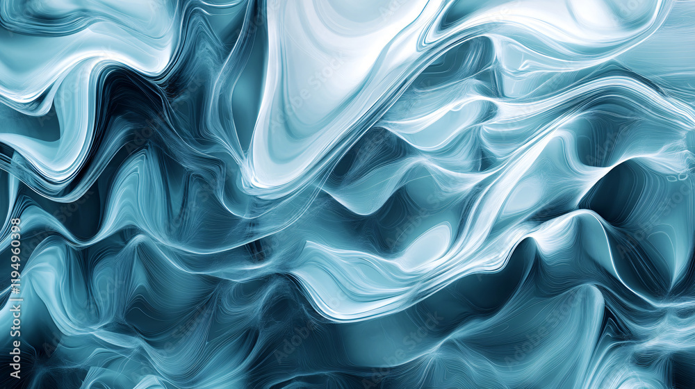 Obraz premium A dynamic platinum blue design with layered digital patterns and glowing lines, ideal for futuristic interfaces and digital art.